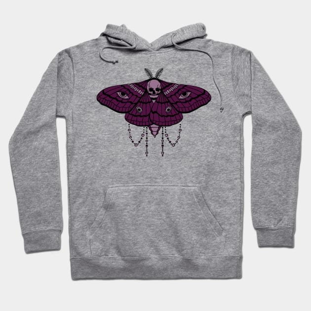 Goth Moth Black & Purple Symmetric Skull Insecta Hoodie by Always Growing Boutique